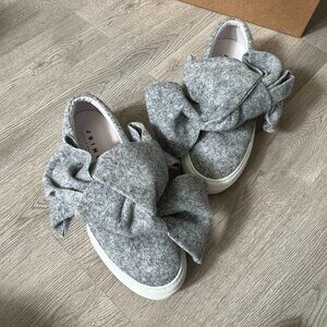 JOSHUA SANDERS Shoes Womens 39 Gray Felt Bow Slip on Sneakers Made in Italy
